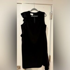 Akris Punto Black Asymmetrical Ruffled Sheath Dress